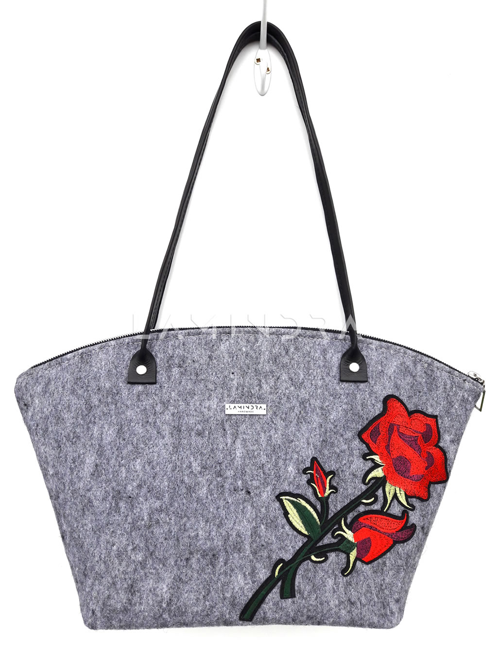 Táskák, hátizsákok, kézműves termékek: TA014, Melírozott szürke  színű gyapjúfilc válltáska