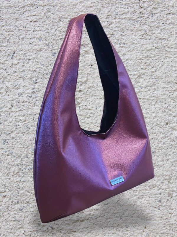 Metál burgundi műbőr táska – Lamindra handmade egyedi táska