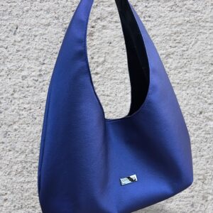 Metál sötétkék műbőr táska – Lamindra handmade egyedi táska