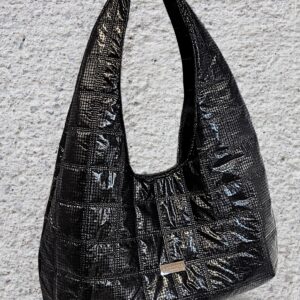 Fekete steppelt vízlepergető táska – Lamindra handmade egyedi táska