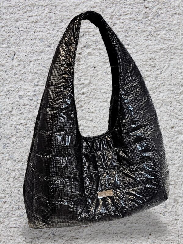 Fekete steppelt vízlepergető táska – Lamindra handmade egyedi táska