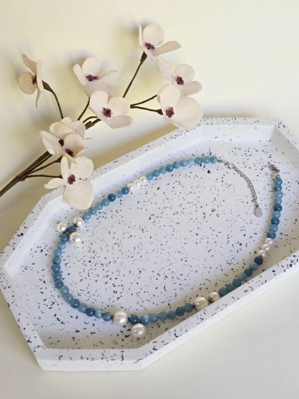 Oceanic Mist – Quartz & Shell Pearl Necklace