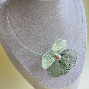 Sage Bloom & Iridescent Pearl Choker Necklace